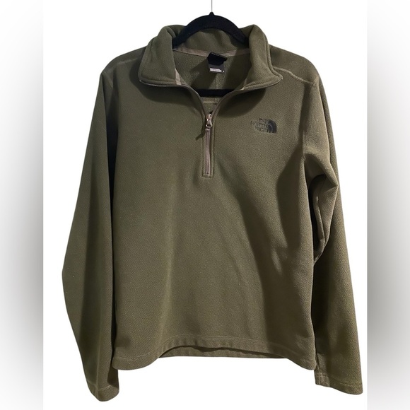 North Face Green / Olive Quarter Zip Knit Pullover Size Small - Picture 1 of 4